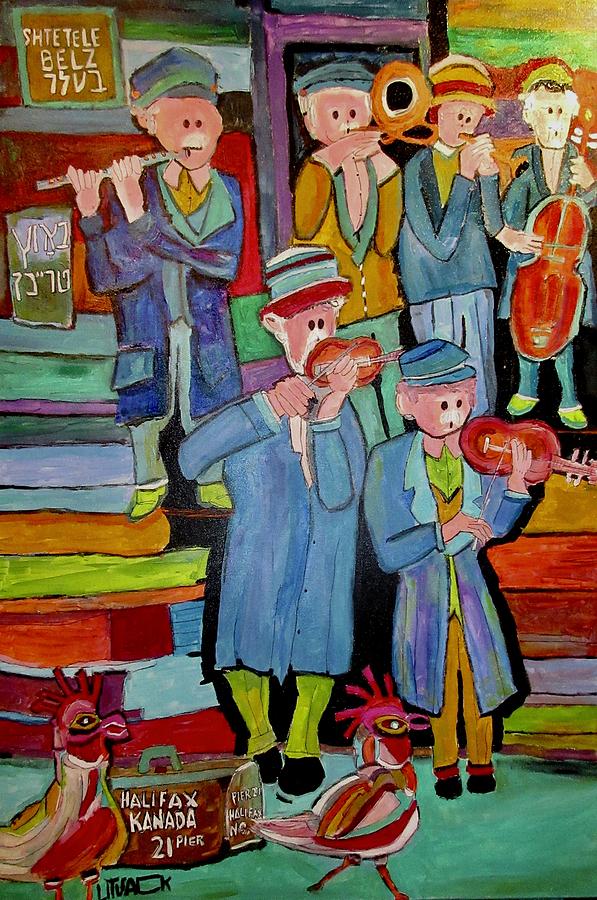 Klezmer Band with Chickens Painting by Michael Litvack