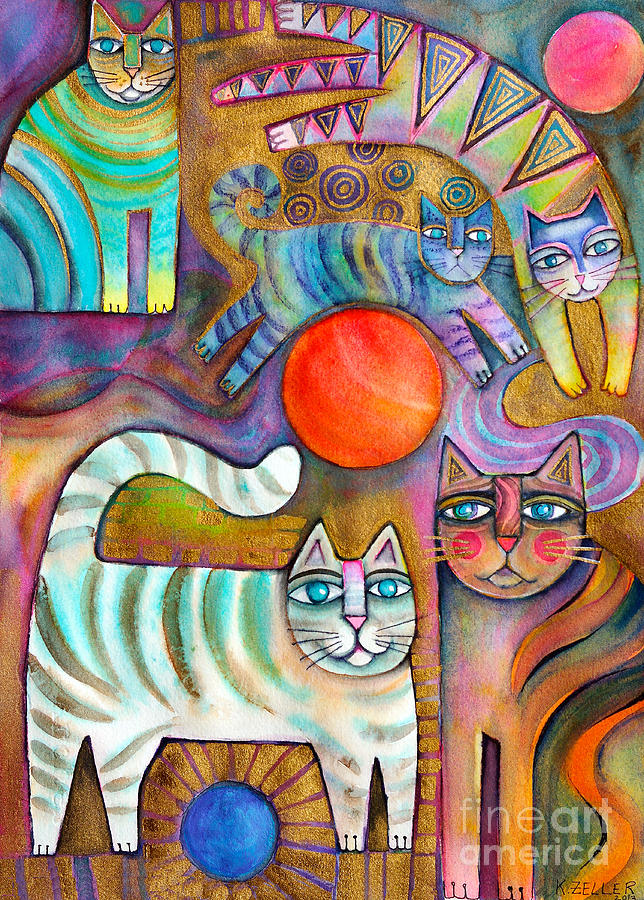 Klimt Cats Painting by Karin Zeller