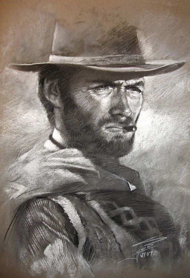 Portrait Drawing - Klint Eastwood by Ylli Haruni