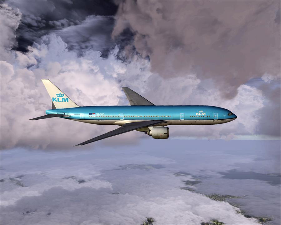 KLM Boeing 777 Digital Art by Mike Ray