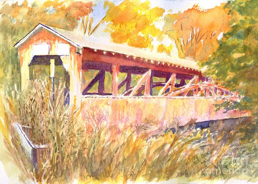 Knapps Covered Bridge  Painting by Robert Haeussler