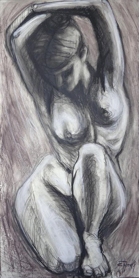 Kneeling 3 -  Female Nude-cropped Painting by Carmen Tyrrell