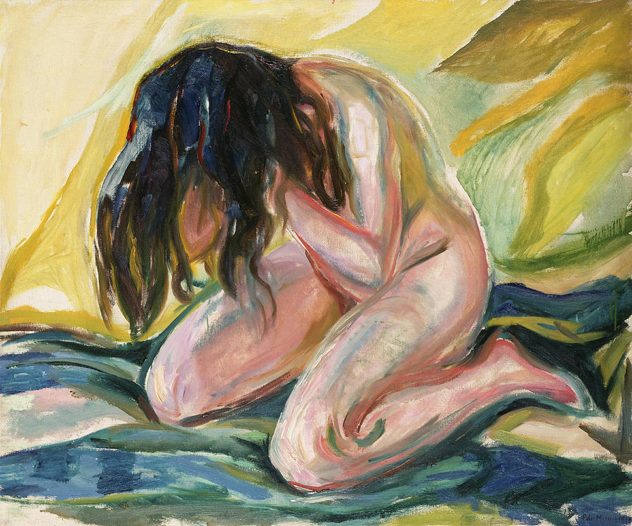 Edvard Munch Painting - Kneeling Female Nude by Edvard Munch