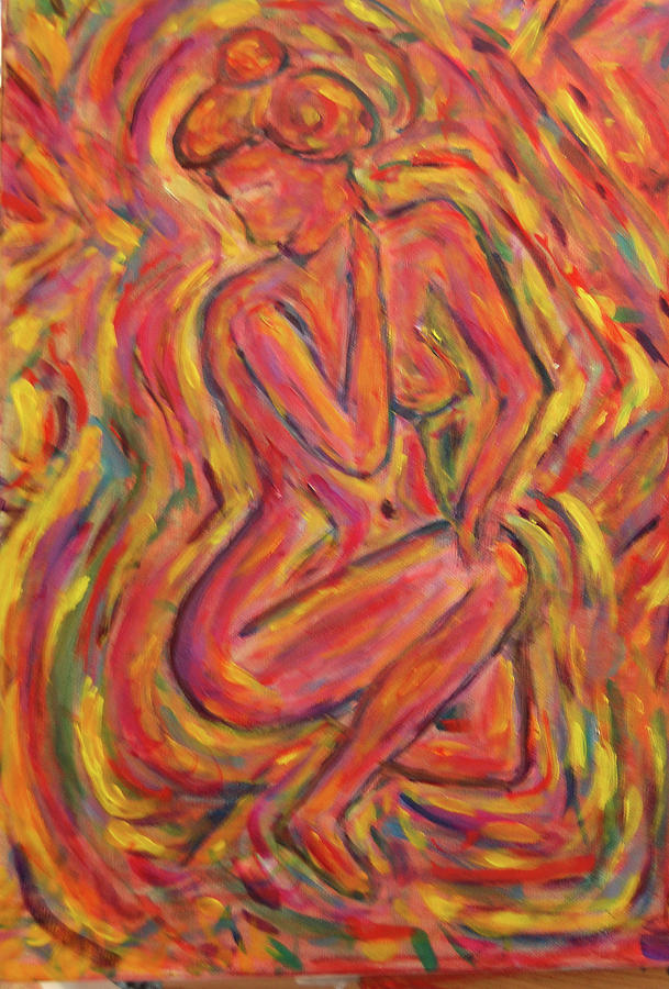 Nude Painting - Kneeling nude by Carolyn Donnell