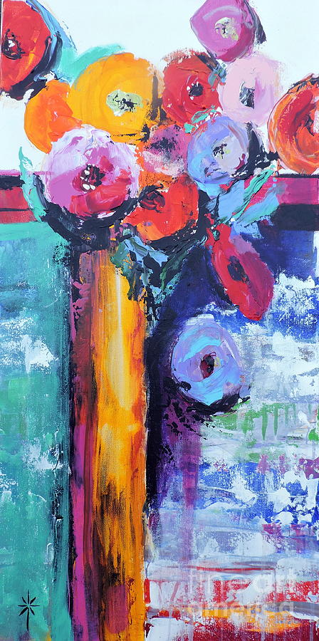 Knife Painted Bouquet Painting by Jodie Marie Anne Richardson Traugott          aka jm-ART