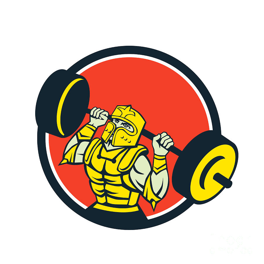 Knight Lifting Barbell Circle Retro Digital Art by Aloysius Patrimonio ...