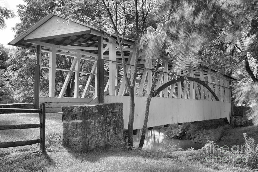 Knisley Covered Bridge Black And White Photograph by Adam Jewell