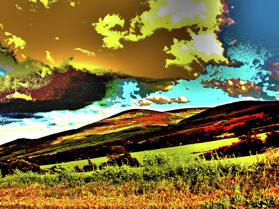 Mountain Digital Art - Knockmealdown Mountains, Tipperary, Ireland, Poster Effect 1b by Zsuzsanna Szabo