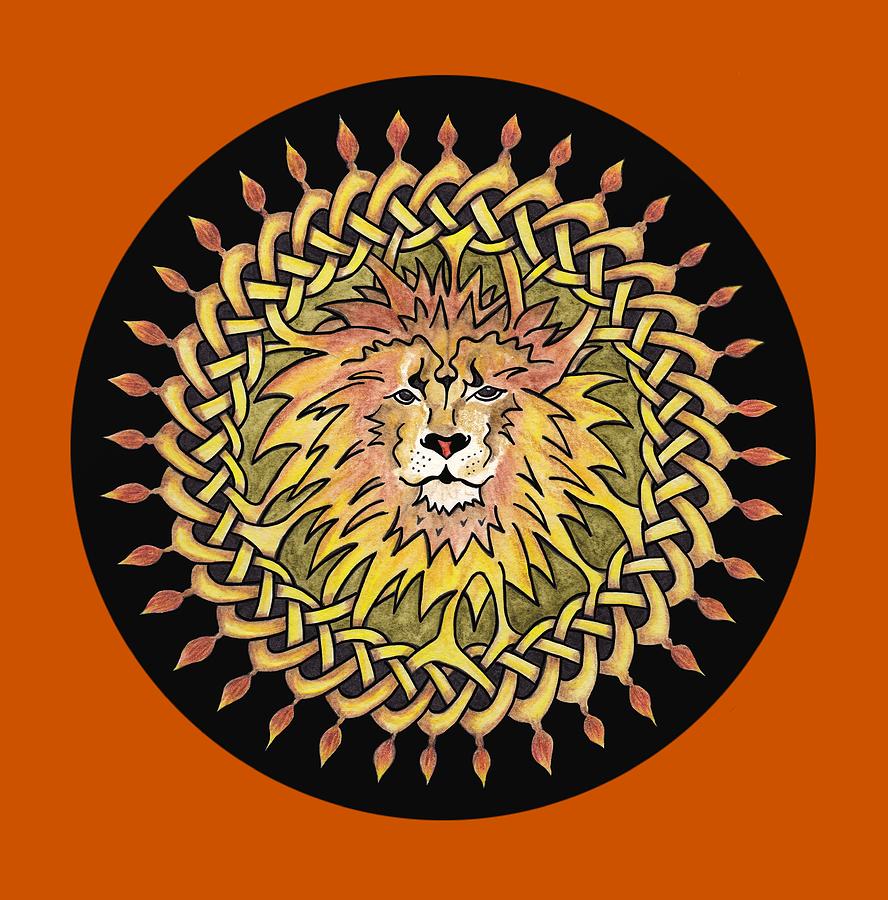 Knotted Lion Mandala Art Painting by Lorraine Kelly