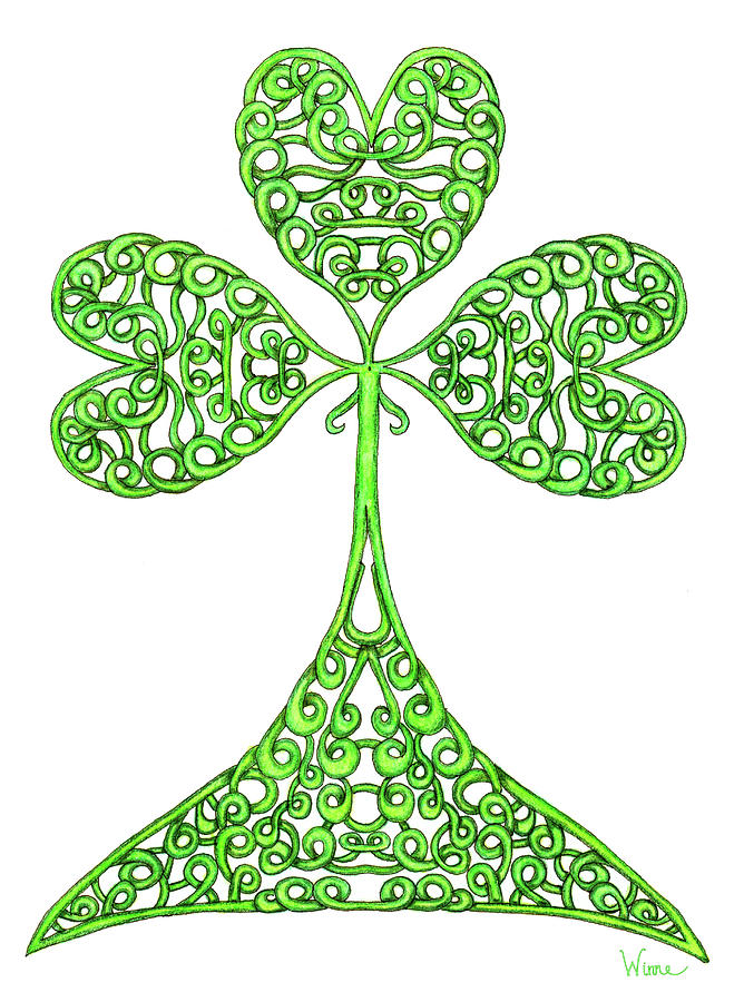 Knotted Shamrock Drawing by Lise Winne