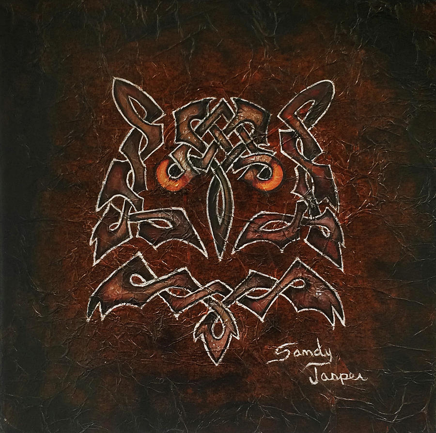 Owl Painting - Knotty Owl by Sandy Jasper Owl Painting - Knotty Owl by Sandy Jasper