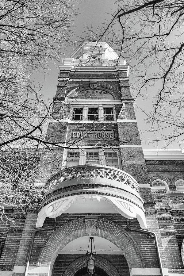 Knox County Courthouse Up View Black and White Photograph by Sharon Popek