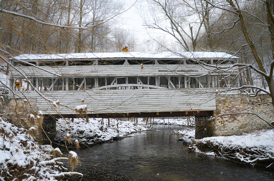 Knox Covered Bridge in the Snow Photograph by Bill Cannon