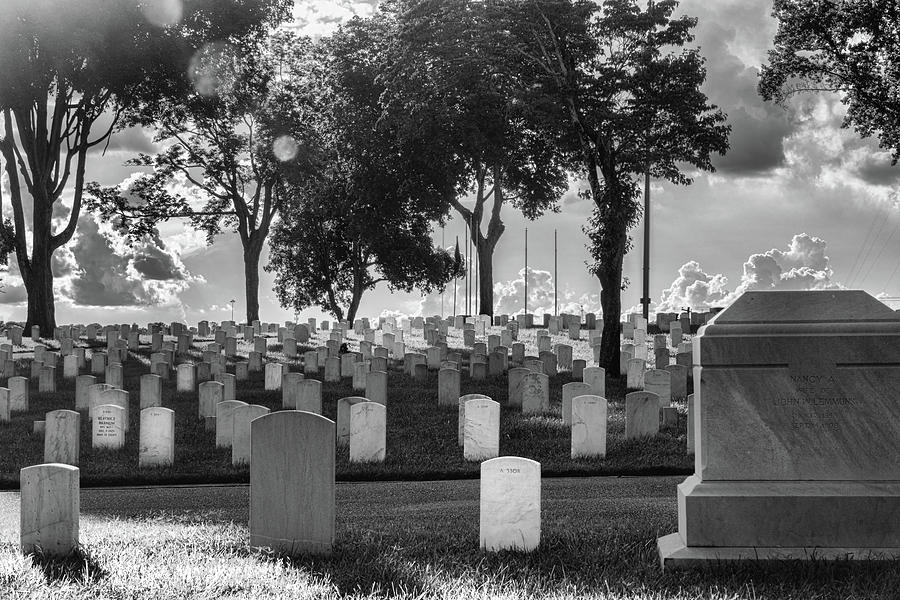 Knoxville National Cemetery Black and White Photograph by Sharon Popek