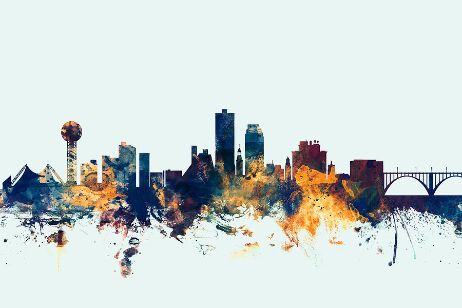 Knoxville Digital Art - Knoxville Tennessee Skyline by Michael Tompsett