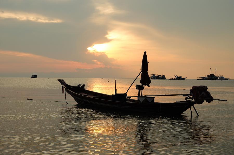 Bot On The Sea, Ko Tao In Evening Photograph
