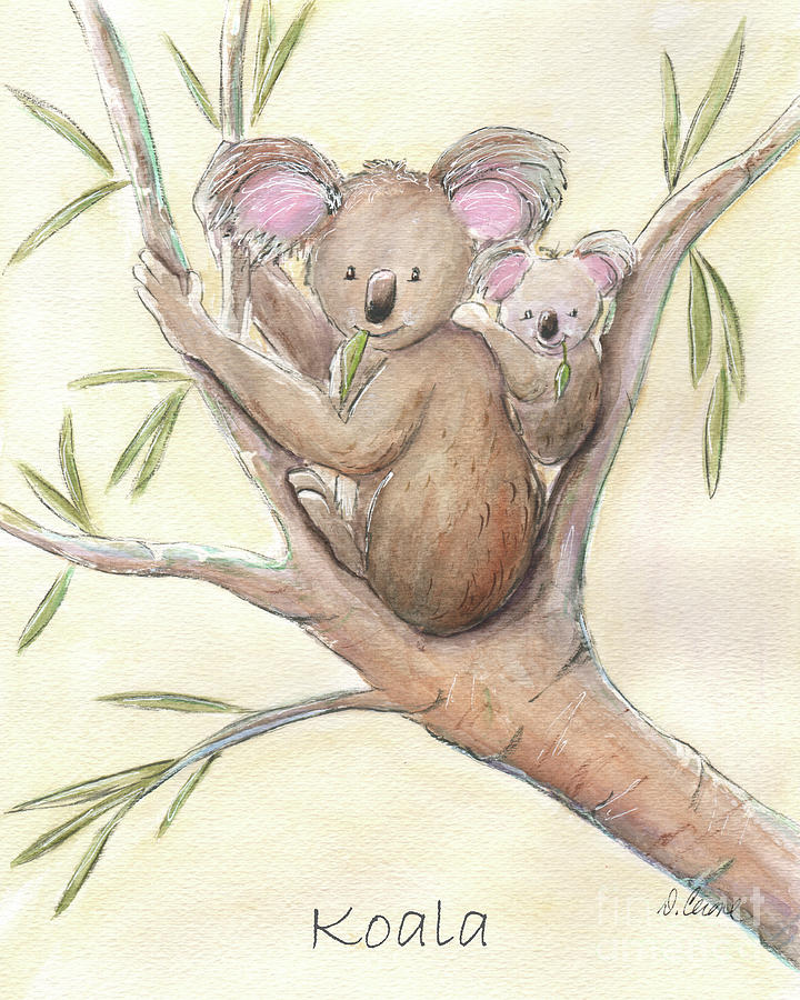 Koala Bear Mom and Baby Painting by Debbie Cerone