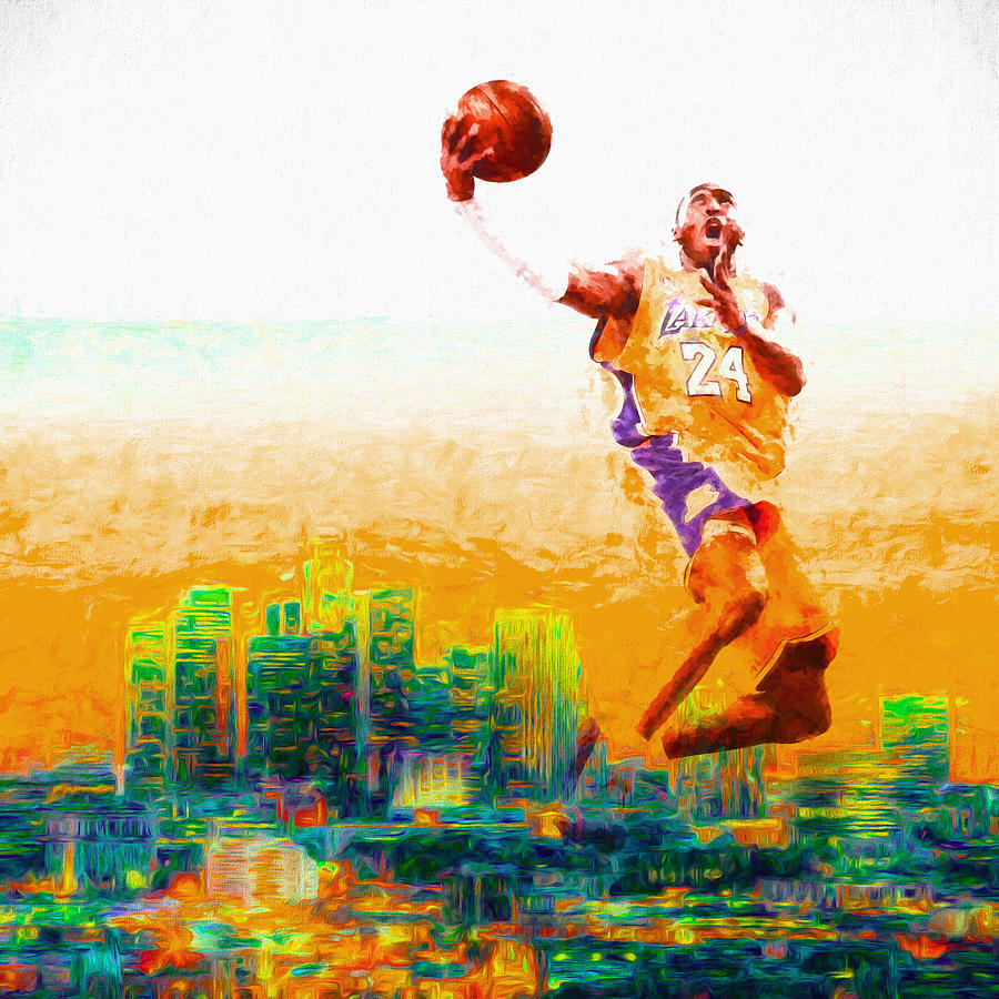 City Of Angels Photograph - Kobe Bryant Los Angeles Lakers Digital Painting 1 by David Haskett II
