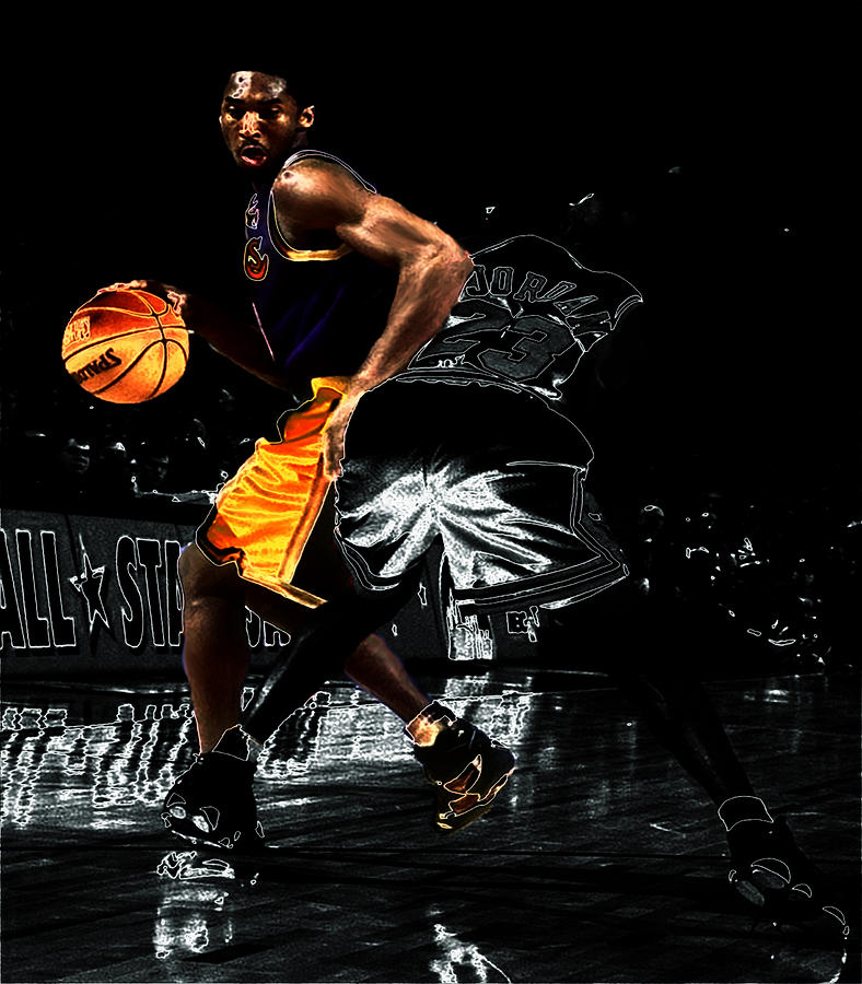 Kobe Spin Move On Jordan Digital Art by Brian Reaves