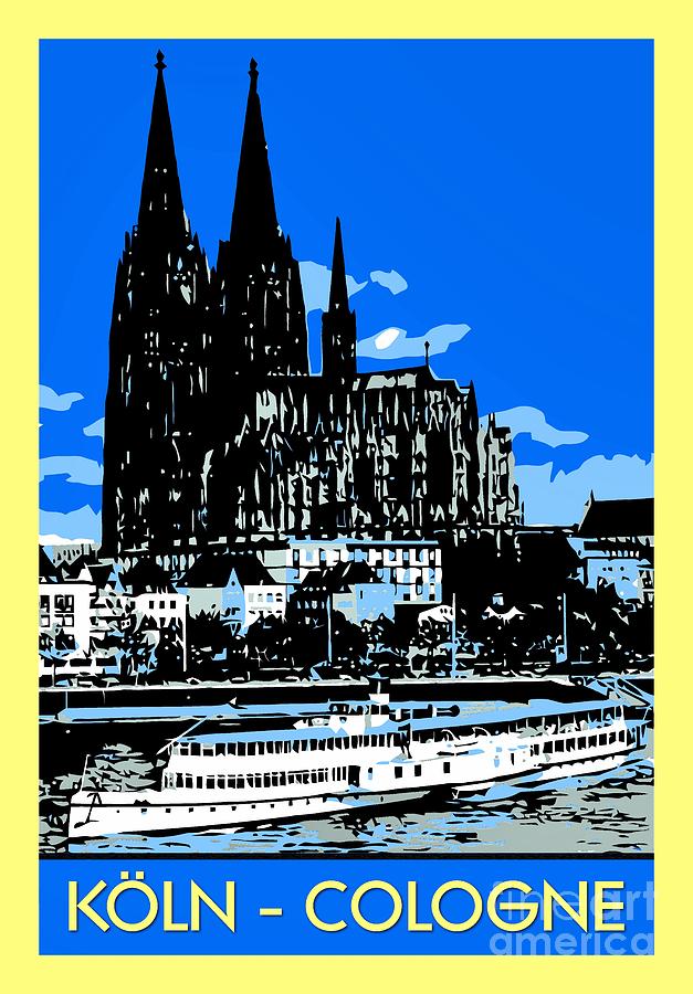 Koeln Cologne retro vintage style travel advertising Drawing by Heidi De Leeuw