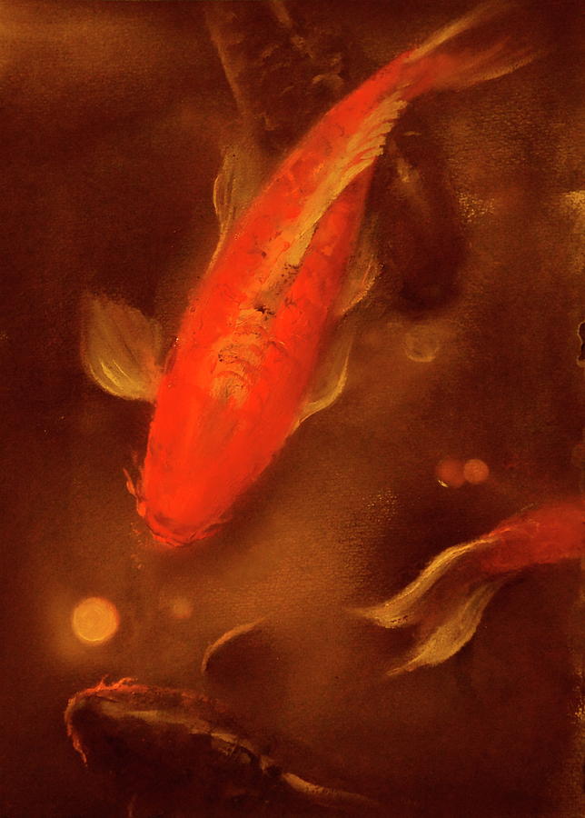 Koi and gold coin Painting by Bakatov Vladimir | Fine Art America