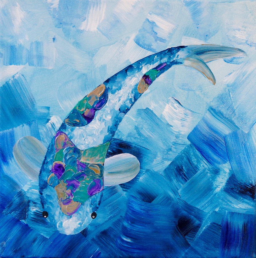 Koi Blue Painting by Shiela Gosselin