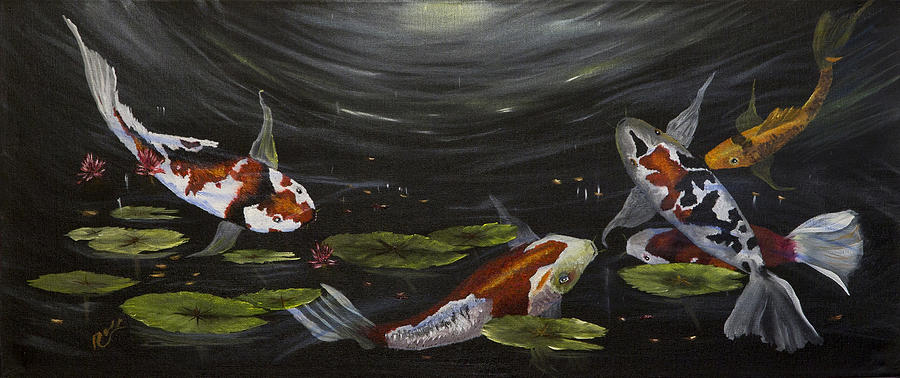 Koi Carp Party Painting by Russell Collins