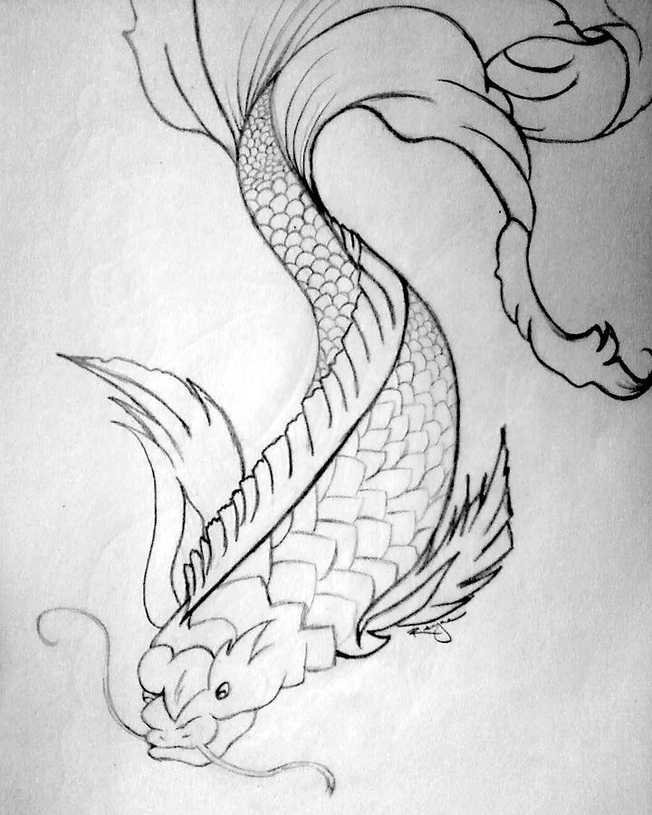 Koi Drawing by Ericka Ramos - Fine Art America