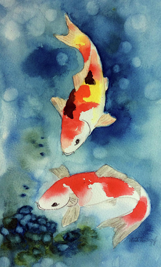 Koi Fish 3  Painting by Hilda Vandergriff
