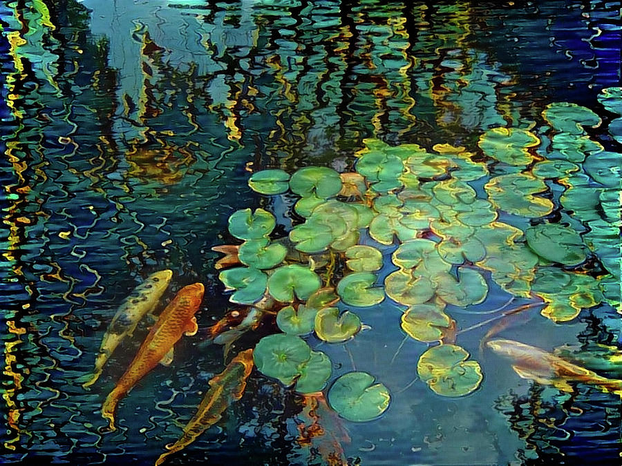 Koi fish in pond Digital Art by Bruce Rolff
