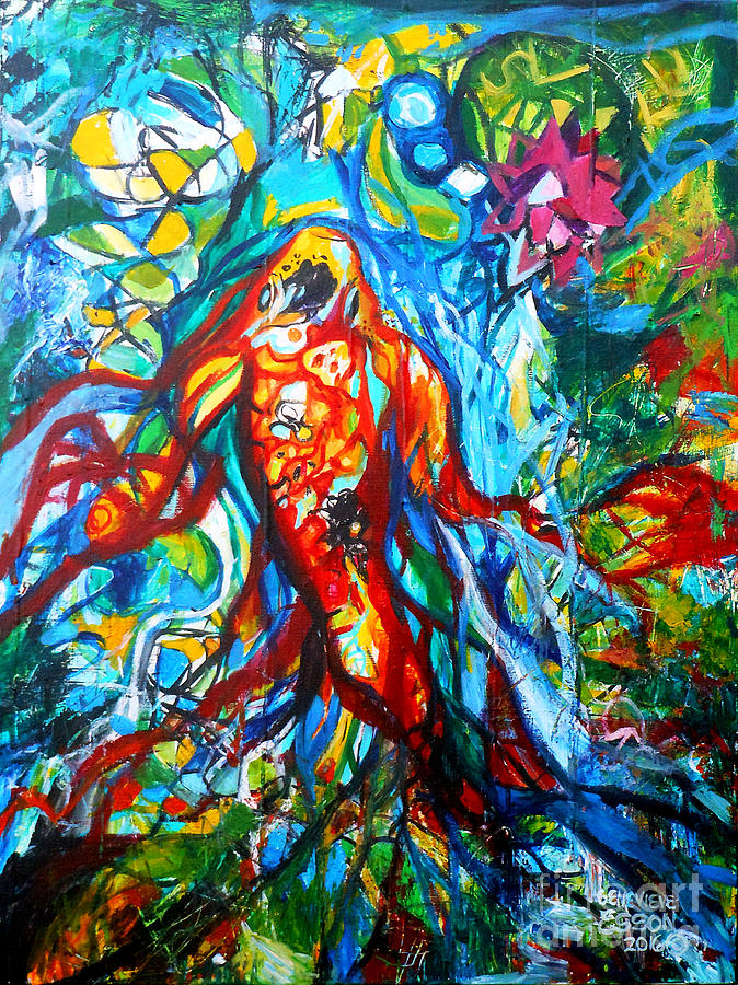 Koi Fish Mermaid Painting by Genevieve Esson