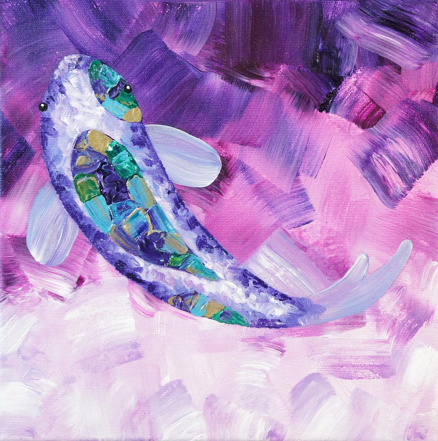 Koi Fish Purple Wall Art Painting by Shiela Gosselin