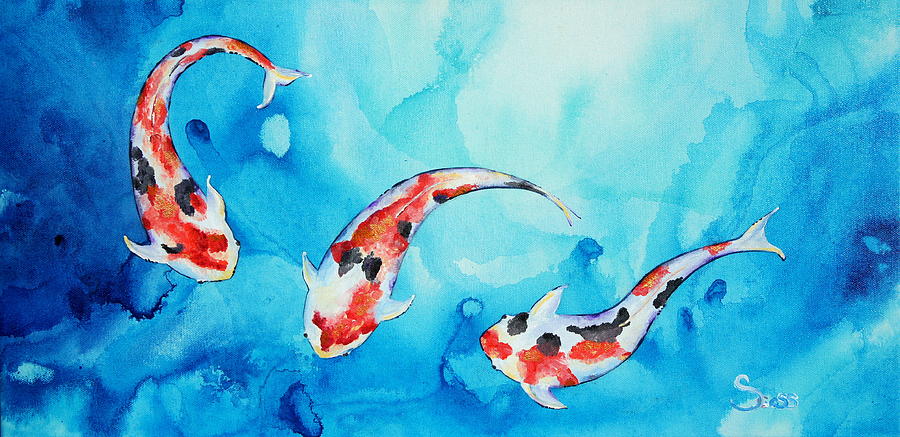 Koi Fish Painting by Shiela Gosselin