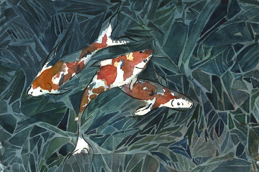 Nature Painting - Koi fish trio by Garima Srivastava