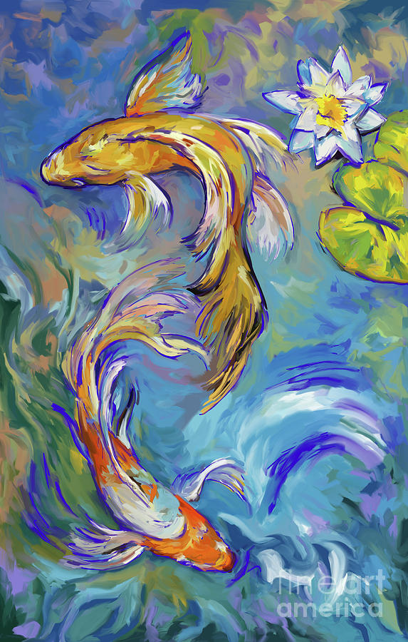 Koi Fish 2 Painting by Tim Gilliland