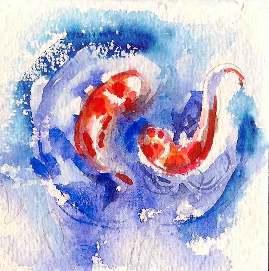 Koi fishes Painting by Asha Sudhaker Shenoy