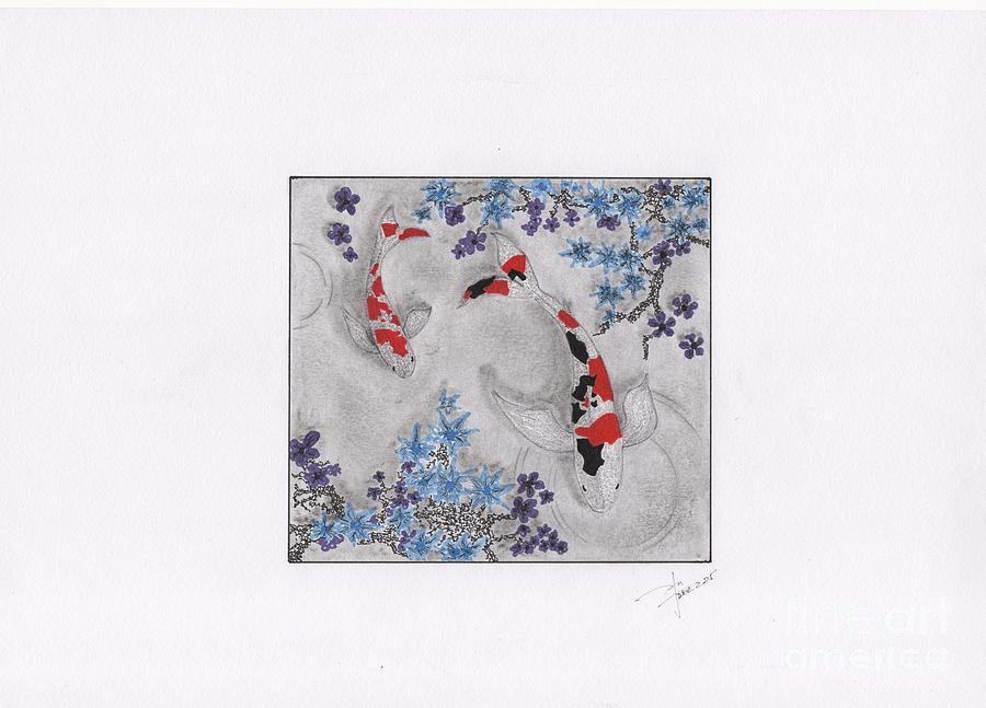 Koi In The Shade Drawing
