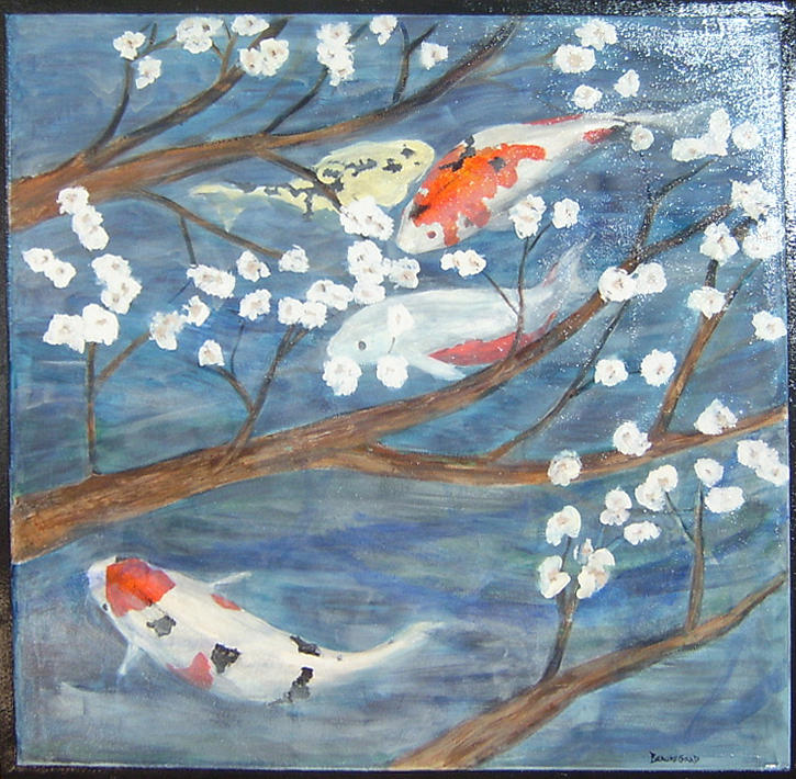 Koi Painting - Koi in Pond by Ellen Beauregard