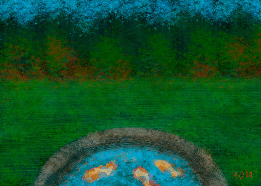 Koi in the Evening warm colors Digital Art by Bonnie Follett
