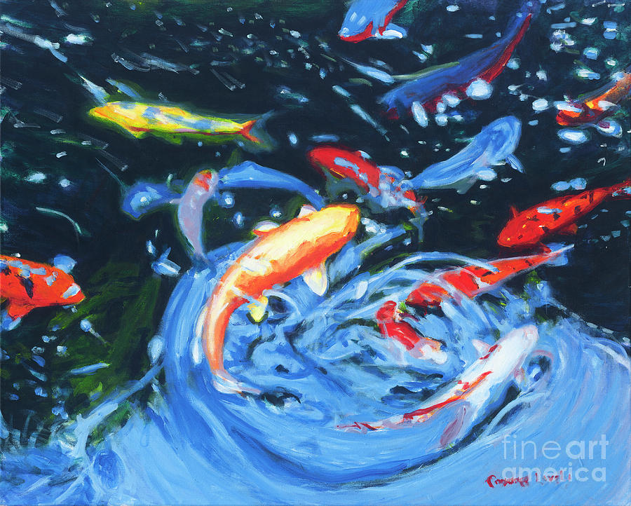 Koi in the Pond Painting by Candace Lovely