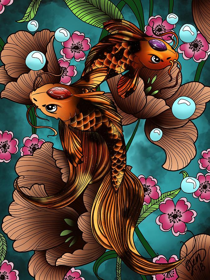 Koi Digital Art by Jennie Evans - Fine Art America