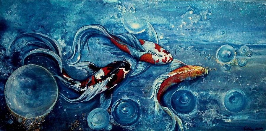 Fish Painting - Koi Paradise by Vivian Casey Fine Art