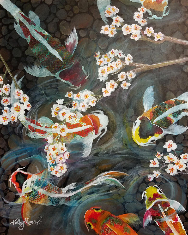 japanese koi pond painting
