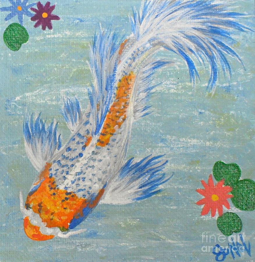 Koi Pond Blue Painting by JoNeL Art - Fine Art America