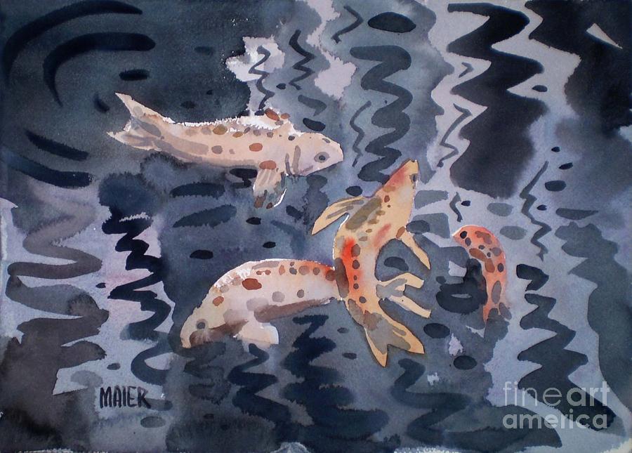 Koi Pond Painting by Donald Maier