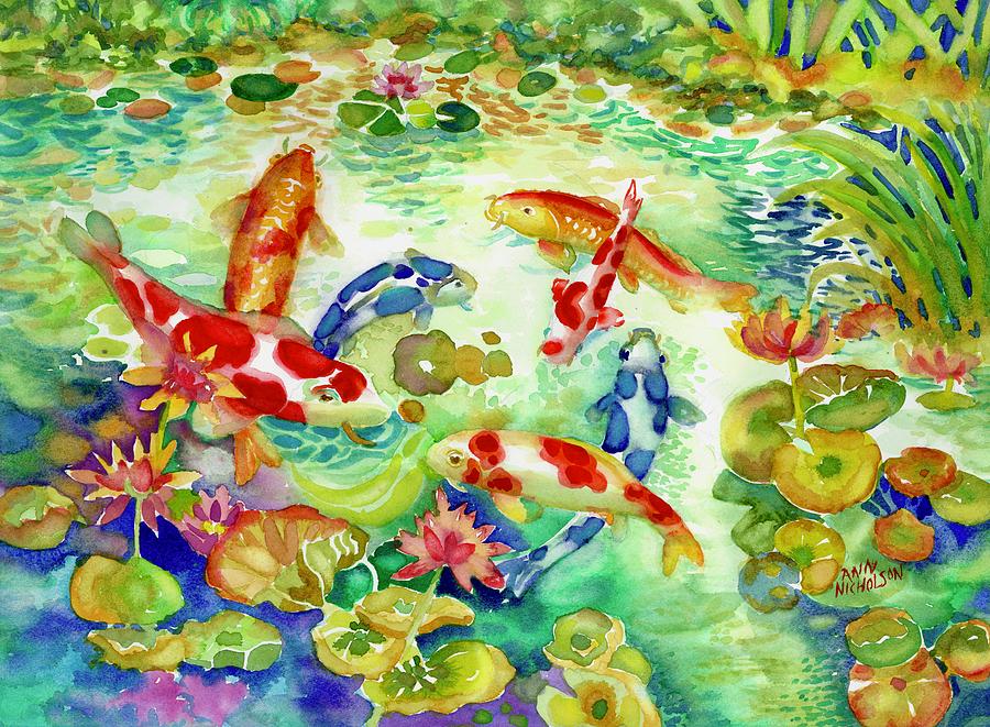 Koi Pond I Painting by Ann Nicholson