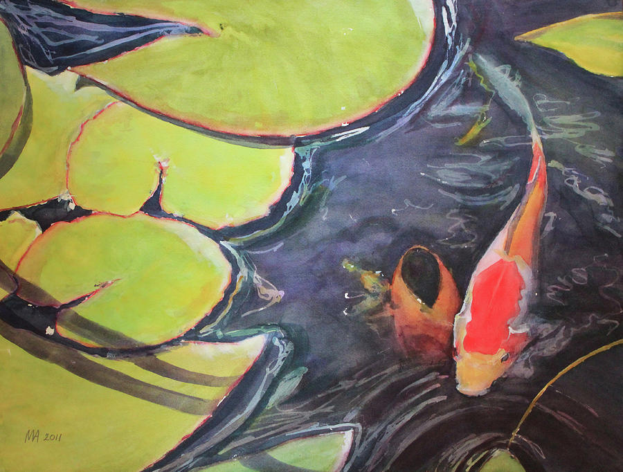 Koi Pond Painting by Madeleine Arnett