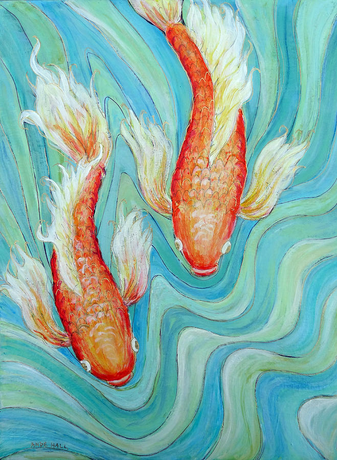 Koi Twins Painting by Ande Hall