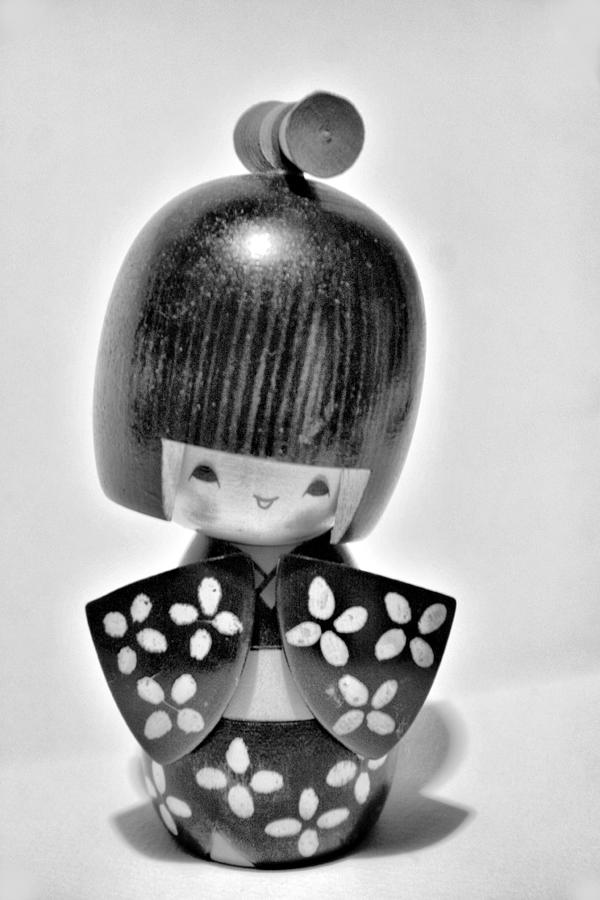 Black And White Photograph - Kokeshi apanese Doll by Cindy Panyanouvong