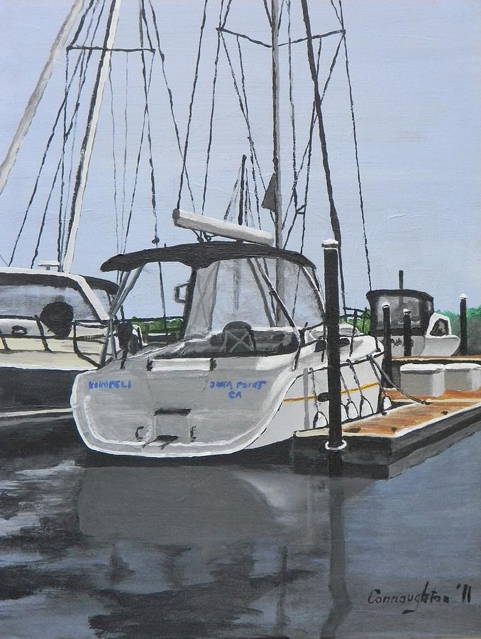 Sailboat Painting - Kokopeli at Dock by John Connaughton